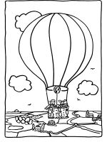 A coloring page of hot air balloon
